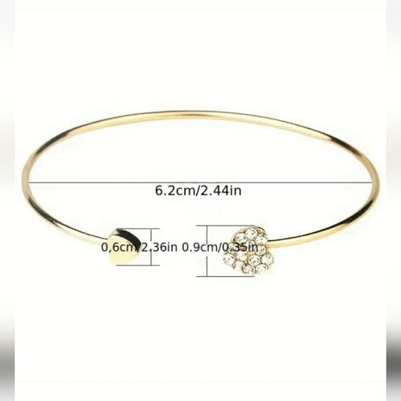 Gold Rhinestone Heart Bracelet - Picture 4 of 6